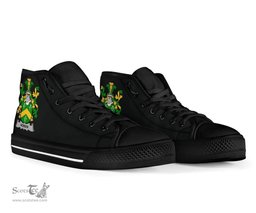 Irish Homan or Howman Coat of Arms Family Crest Ireland High Top Shoes (Women's/Men's) Black/ White Irish Shoes