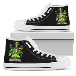 Irish Homan or Howman Coat of Arms Family Crest Ireland High Top Shoes (Women's/Men's) Black/ White Irish Shoes