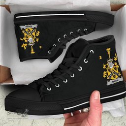 Irish Mann Coat of Arms Family Crest Ireland High Top Shoes (Women's/Men's) Black/ White Irish Shoes