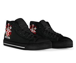 Irish Locke Coat of Arms Family Crest Ireland High Top Shoes (Women's/Men's) Black/ White Irish Shoes