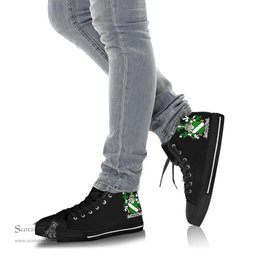 Irish Mallin or O'Mallan Coat of Arms Family Crest Ireland High Top Shoes (Women's/Men's) Black/ White Irish Shoes