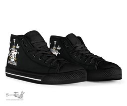 Irish McNally Coat of Arms Family Crest Ireland High Top Shoes (Women's/Men's) Black/ White Irish Shoes