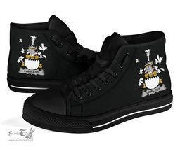 Irish Lawless Coat of Arms Family Crest Ireland High Top Shoes (Women's/Men's) Black/ White Irish Shoes