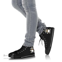 Irish Lawless Coat of Arms Family Crest Ireland High Top Shoes (Women's/Men's) Black/ White Irish Shoes