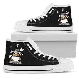Irish Lawless Coat of Arms Family Crest Ireland High Top Shoes (Women's/Men's) Black/ White Irish Shoes