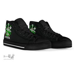 Irish McCafferey or McCaffrey Coat of Arms Family Crest Ireland High Top Shoes (Women's/Men's) Black/ White Irish Shoes