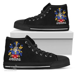 Irish McLoughlin or Loughlin Coat of Arms Family Crest Ireland High Top Shoes (Women's/Men's) Black/ White Irish Shoes