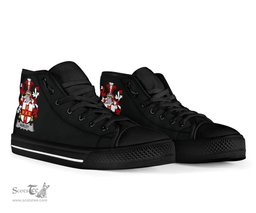 Irish Hurley or O'Hurley Coat of Arms Family Crest Ireland High Top Shoes (Women's/Men's) Black/ White Irish Shoes