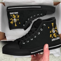 Irish King Coat of Arms Family Crest Ireland High Top Shoes (Women's/Men's) Black/ White Irish Shoes