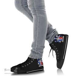 Irish Legg or Legge Coat of Arms Family Crest Ireland High Top Shoes (Women's/Men's) Black/ White Irish Shoes