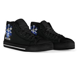 Irish Meredith Coat of Arms Family Crest Ireland High Top Shoes (Women's/Men's) Black/ White Irish Shoes