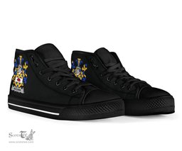 Irish McCann Coat of Arms Family Crest Ireland High Top Shoes (Women's/Men's) Black/ White Irish Shoes