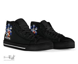 Irish Holligan or O'Halligan Coat of Arms Family Crest Ireland High Top Shoes (Women's/Men's) Black/ White Irish Shoes