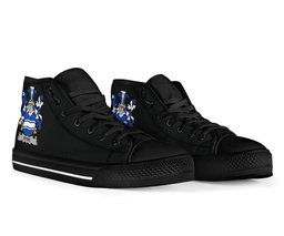 Irish Kyne or O'Kyne Coat of Arms Family Crest Ireland High Top Shoes (Women's/Men's) Black/ White Irish Shoes