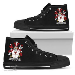 Irish McGowan or McGouan Coat of Arms Family Crest Ireland High Top Shoes (Women's/Men's) Black/ White Irish Shoes