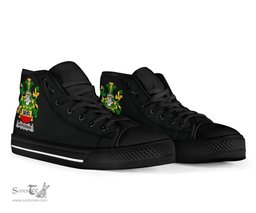 Irish Heffernan or O'Heffernan Coat of Arms Family Crest Ireland High Top Shoes (Women's/Men's) Black/ White Irish Shoes