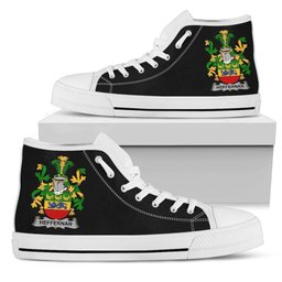Irish Heffernan or O'Heffernan Coat of Arms Family Crest Ireland High Top Shoes (Women's/Men's) Black/ White Irish Shoes