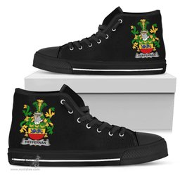 Irish Heffernan or O'Heffernan Coat of Arms Family Crest Ireland High Top Shoes (Women's/Men's) Black/ White Irish Shoes