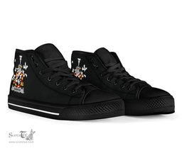 Irish Harper Coat of Arms Family Crest Ireland High Top Shoes (Women's/Men's) Black/ White Irish Shoes