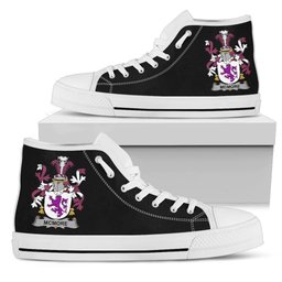Irish McMore or More Coat of Arms Family Crest Ireland High Top Shoes (Women's/Men's) Black/ White Irish Shoes
