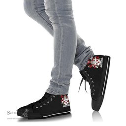 Irish Lally or O'Mullally Coat of Arms Family Crest Ireland High Top Shoes (Women's/Men's) Black/ White Irish Shoes