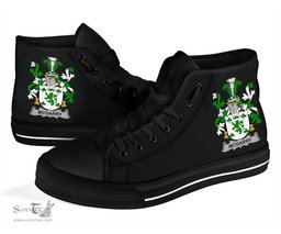 Irish McGarry or Garry Coat of Arms Family Crest Ireland High Top Shoes (Women's/Men's) Black/ White Irish Shoes