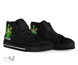 Irish Malone or O'Malone Coat of Arms Family Crest Ireland High Top Shoes (Women's/Men's) Black/ White Irish Shoes