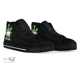 Irish Lennon or O'Lennon Coat of Arms Family Crest Ireland High Top Shoes (Women's/Men's) Black/ White Irish Shoes