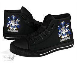 Irish Lea or McLea Coat of Arms Family Crest Ireland High Top Shoes (Women's/Men's) Black/ White Irish Shoes