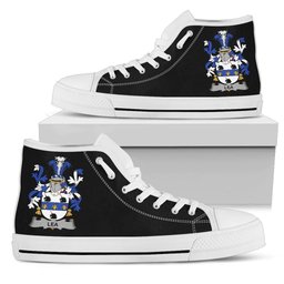 Irish Lea or McLea Coat of Arms Family Crest Ireland High Top Shoes (Women's/Men's) Black/ White Irish Shoes