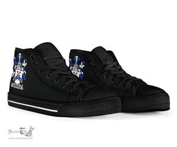 Irish Lonergan or O'Lonergan Coat of Arms Family Crest Ireland High Top Shoes (Women's/Men's) Black/ White Irish Shoes