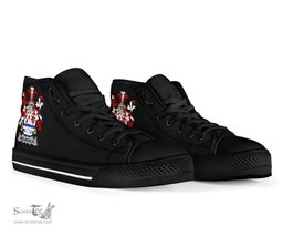Irish Melaghlin or O'Melaghlin Coat of Arms Family Crest Ireland High Top Shoes (Women's/Men's) Black/ White Irish Shoes