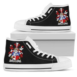 Irish Henry or O'Henry Coat of Arms Family Crest Ireland High Top Shoes (Women's/Men's) Black/ White Irish Shoes