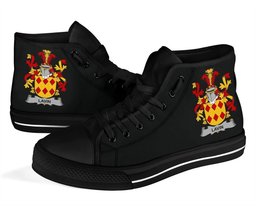 Irish Lavin or O'Lavin Coat of Arms Family Crest Ireland High Top Shoes (Women's/Men's) Black/ White Irish Shoes