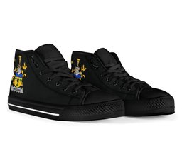 Irish Lincolne Coat of Arms Family Crest Ireland High Top Shoes (Women's/Men's) Black/ White Irish Shoes