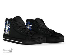 Irish Mackesy Coat of Arms Family Crest Ireland High Top Shoes (Women's/Men's) Black/ White Irish Shoes