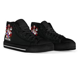 Irish Lynam or O'Lynam Coat of Arms Family Crest Ireland High Top Shoes (Women's/Men's) Black/ White Irish Shoes