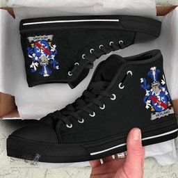 Irish Heyland Coat of Arms Family Crest Ireland High Top Shoes (Women's/Men's) Black/ White Irish Shoes