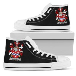 Irish Lindsey Coat of Arms Family Crest Ireland High Top Shoes (Women's/Men's) Black/ White Irish Shoes