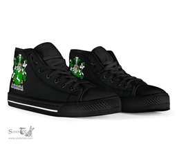 Irish McGettigan or Gethin Coat of Arms Family Crest Ireland High Top Shoes (Women's/Men's) Black/ White Irish Shoes
