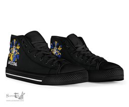 Irish Kenney or O'Kenny Coat of Arms Family Crest Ireland High Top Shoes (Women's/Men's) Black/ White Irish Shoes