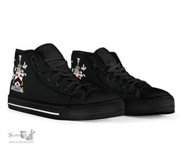 Irish Lehane or O'Lehane Coat of Arms Family Crest Ireland High Top Shoes (Women's/Men's) Black/ White Irish Shoes