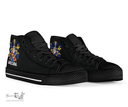 Irish Hunt Coat of Arms Family Crest Ireland High Top Shoes (Women's/Men's) Black/ White Irish Shoes
