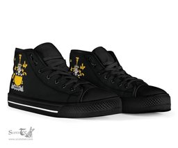 Irish Harvey or Hervey Coat of Arms Family Crest Ireland High Top Shoes (Women's/Men's) Black/ White Irish Shoes