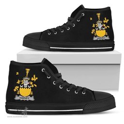 Irish Harvey or Hervey Coat of Arms Family Crest Ireland High Top Shoes (Women's/Men's) Black/ White Irish Shoes