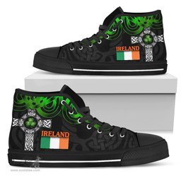 Irish Coat of Arms Family Crest Ireland High Top Shoes Shoe - Celtic Cross Style - BN15