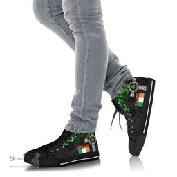 Irish Coat of Arms Family Crest Ireland High Top Shoes Shoe - Celtic Cross Style - BN15