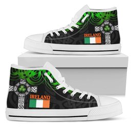 Irish Coat of Arms Family Crest Ireland High Top Shoes Shoe - Celtic Cross Style - BN15