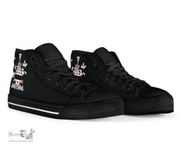 Irish Lill Coat of Arms Family Crest Ireland High Top Shoes (Women's/Men's) Black/ White Irish Shoes