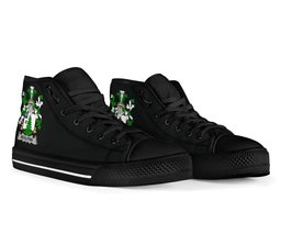 Irish McAlpine or MacAlpin Coat of Arms Family Crest Ireland High Top Shoes (Women's/Men's) Black/ White Irish Shoes